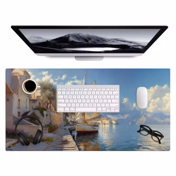 Bureau onderlegger - Zeilschip - Huizen - Kade - Zee — 3
