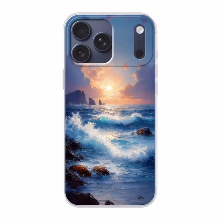 Telefoonhoesje Softcase - Golven - Zee - Kleurrijk - Rotsen — 1