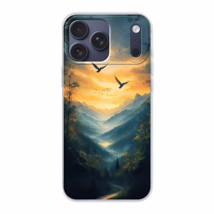 Telefoonhoesje Softcase - Vogels - Zon - Bomen - Groen — 1