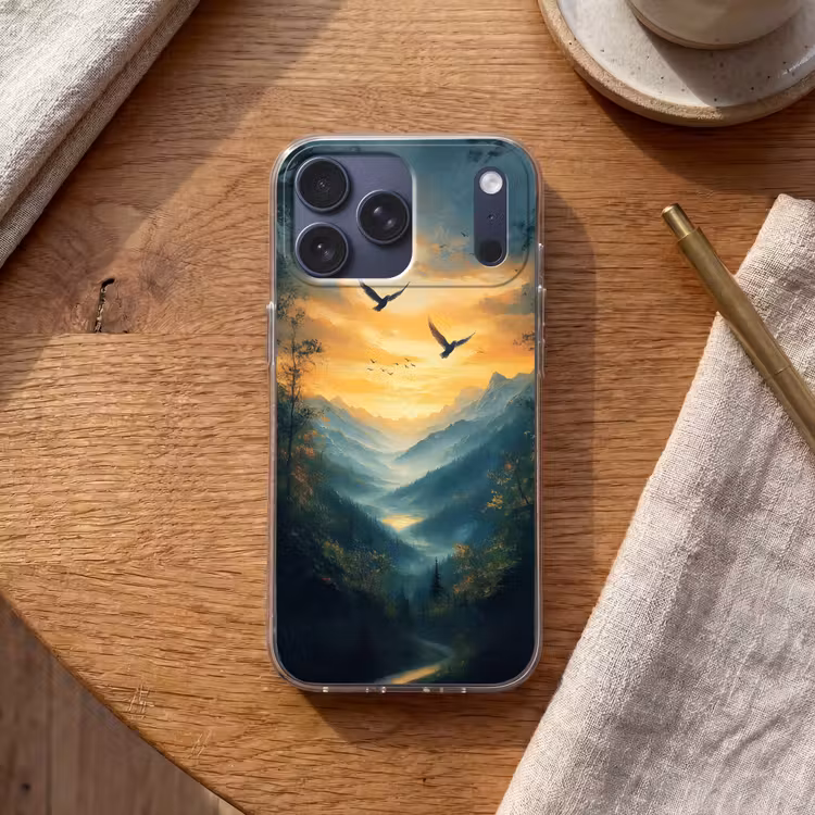 Telefoonhoesje Softcase - Vogels - Zon - Bomen - Groen — 2