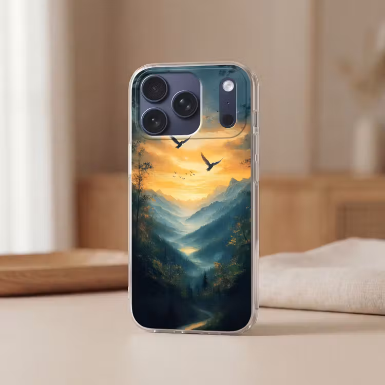 Telefoonhoesje Softcase - Vogels - Zon - Bomen - Groen — 3