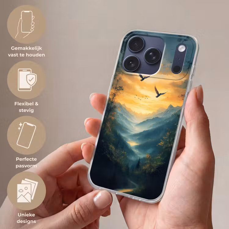 Telefoonhoesje Softcase - Vogels - Zon - Bomen - Groen — 4