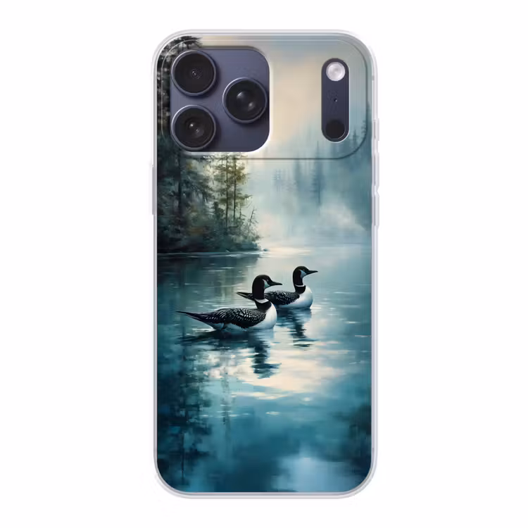 Telefoonhoesje Softcase - Bos - Water - Eenden - Mistig — 1