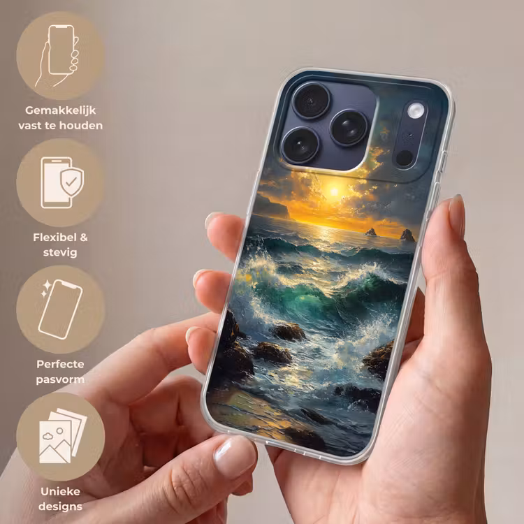 Telefoonhoesje Softcase - Zee - Zon - Golven - Rotsen — 4