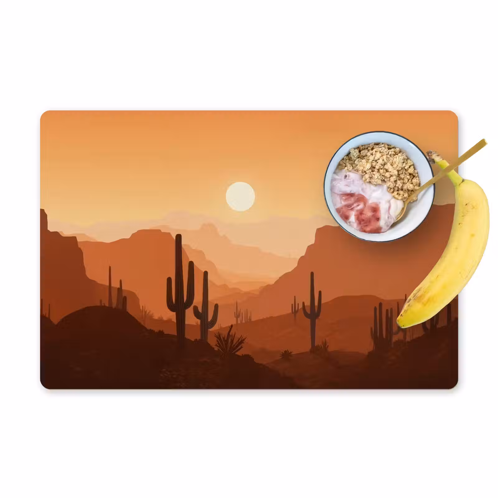 Placemat - 6 stuks - Landschap - Woestijn - Cactussen - Zon — 1