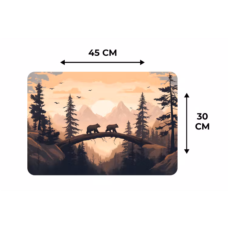 Placemat - 6 stuks - Beren - Bomen - Landschap - Zonsondergang — 3
