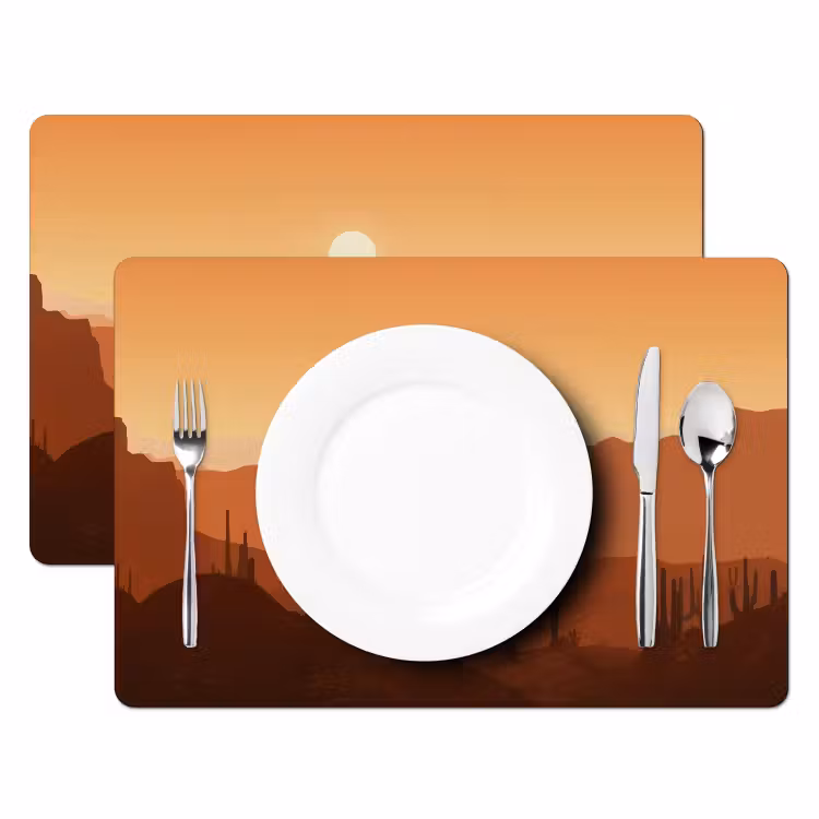Placemat - 6 stuks - Landschap - Woestijn - Cactussen - Zon — 2