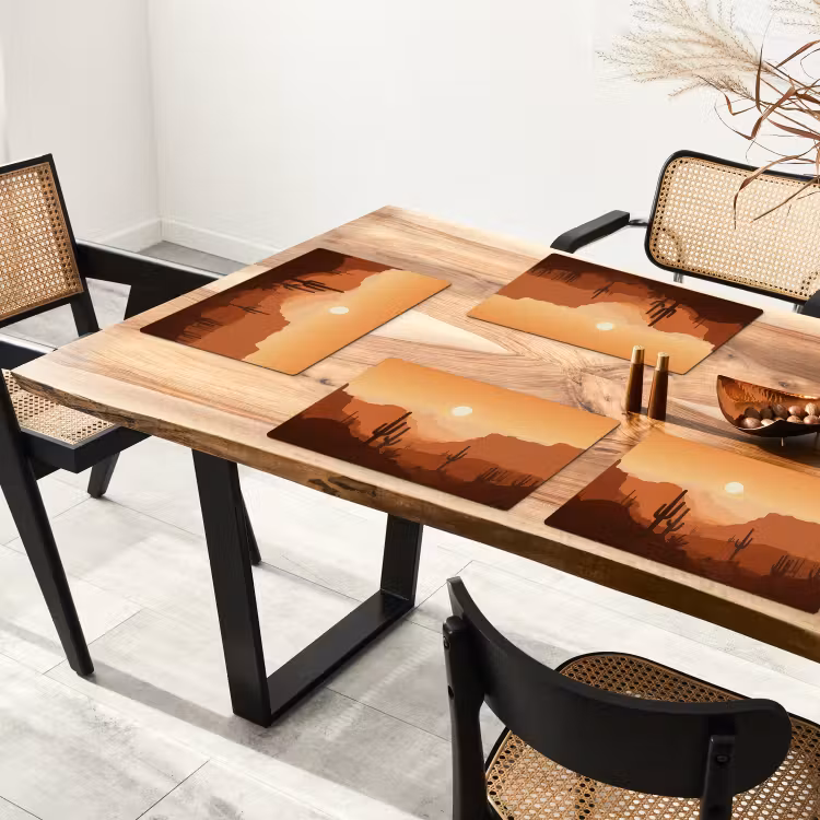 Placemat - 6 stuks - Landschap - Woestijn - Cactussen - Zon — 5