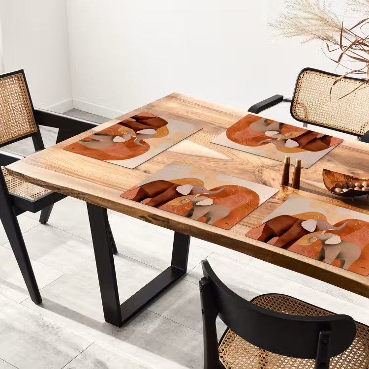 Placemat - 6 stuks - Olifanten - Oranje - Abstract — 5