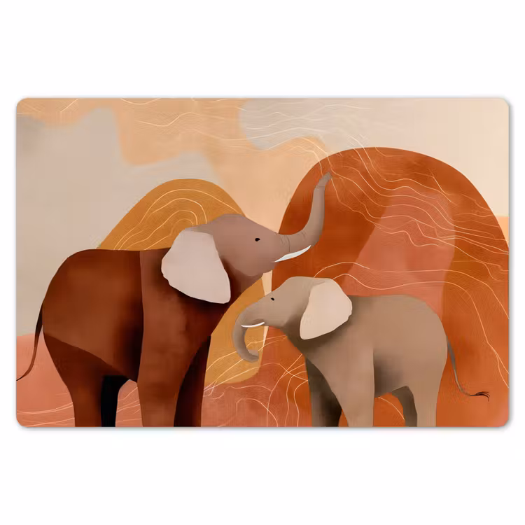 Placemat - 6 stuks - Olifanten - Oranje - Abstract — 7