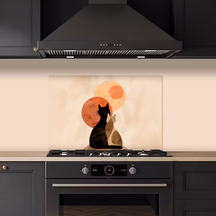 Spatscherm keuken - Katten - Zwart - Abstract - Cirkels — 2
