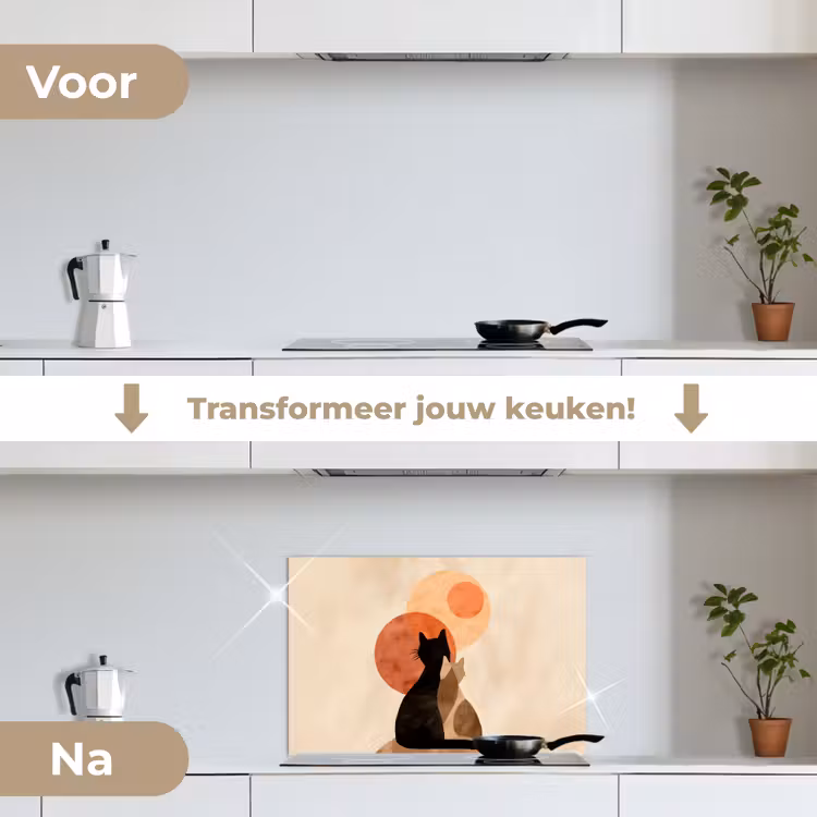 Spatscherm keuken - Katten - Zwart - Abstract - Cirkels — 3
