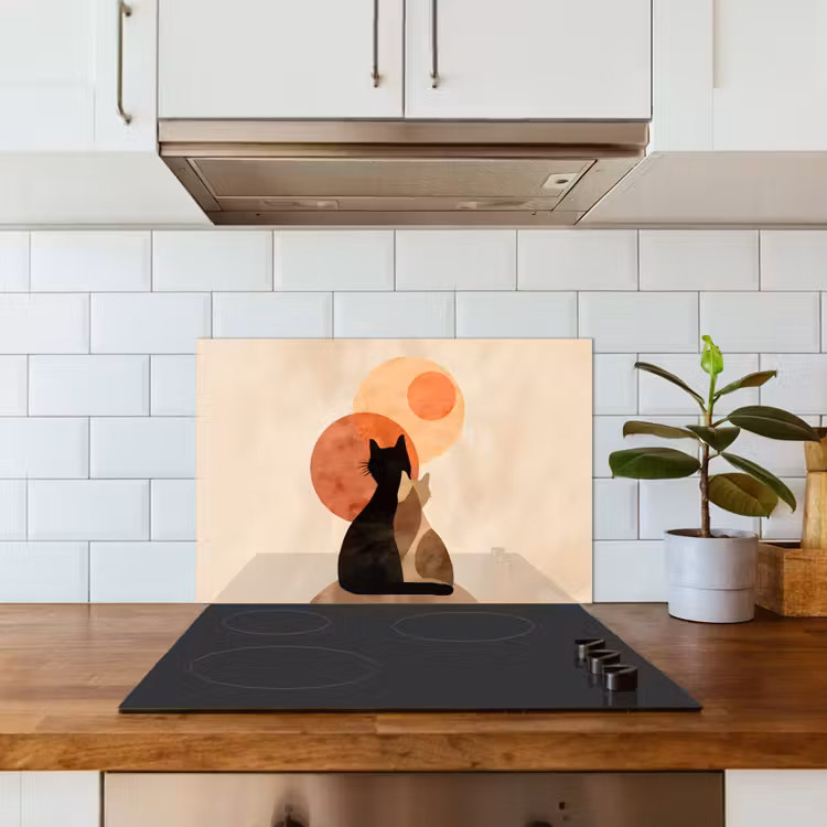 Spatscherm keuken - Katten - Zwart - Abstract - Cirkels — 6
