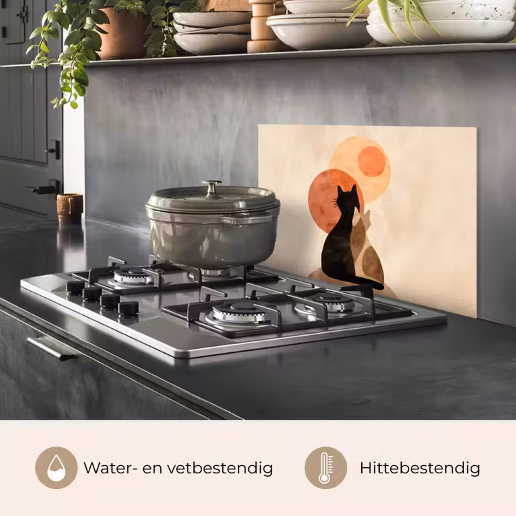Spatscherm keuken - Katten - Zwart - Abstract - Cirkels — 7
