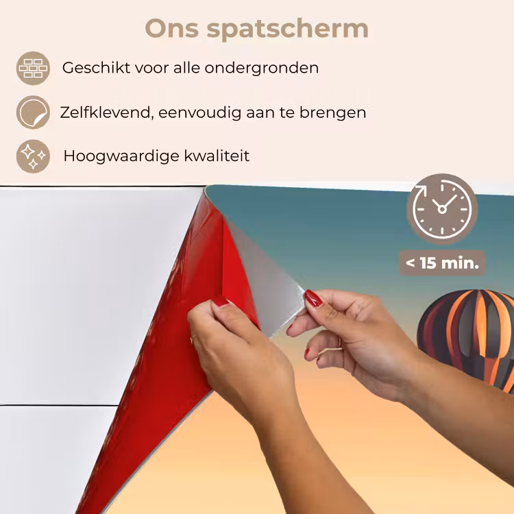 Spatscherm keuken - Luchtballon - Woestijn - Zonsondergang - Blauw — 4