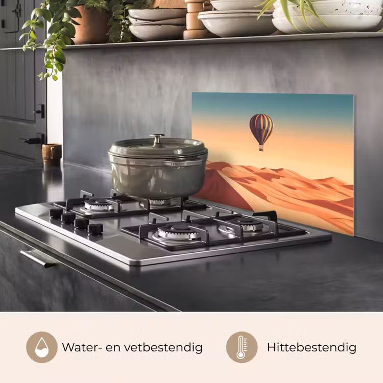 Spatscherm keuken - Luchtballon - Woestijn - Zonsondergang - Blauw — 7