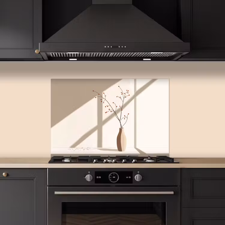 Spatscherm keuken - Vaas - Takken - Bessen - Minimalistisch — 2