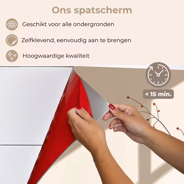 Spatscherm keuken - Vaas - Takken - Bessen - Minimalistisch — 4
