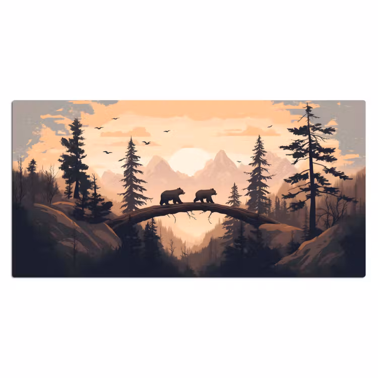 Bureau onderlegger - Beren - Bomen - Landschap - Zonsondergang — 1