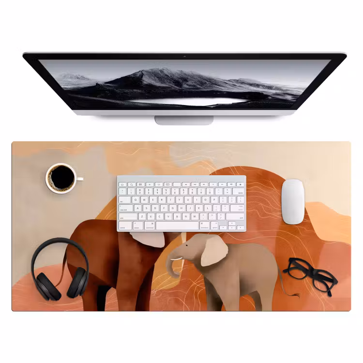 Bureau onderlegger - Olifanten - Oranje - Abstract — 3