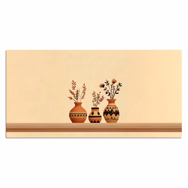 Bureau onderlegger - Vazen - Bloemen - Bladeren - Minimalistisch — 1