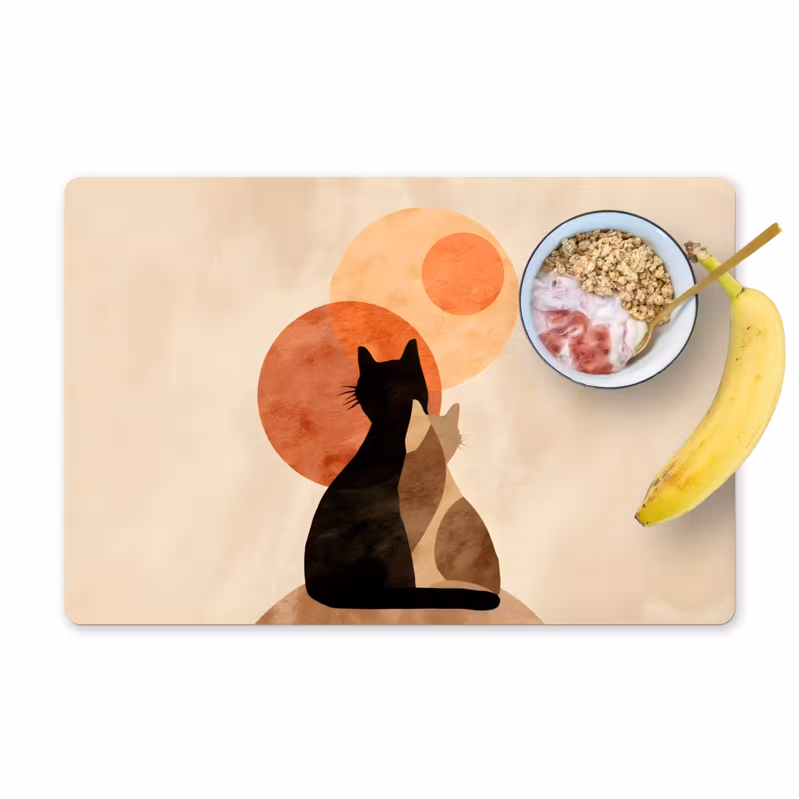 Placemat - 6 stuks - Katten - Zwart - Abstract - Cirkels — 1