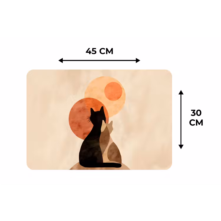 Placemat - 6 stuks - Katten - Zwart - Abstract - Cirkels — 3