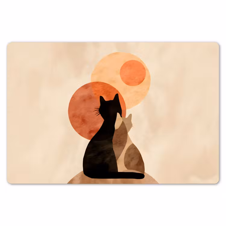 Placemat - 6 stuks - Katten - Zwart - Abstract - Cirkels — 7