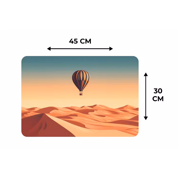 Placemat - 6 stuks - Luchtballon - Woestijn - Zonsondergang - Blauw — 3