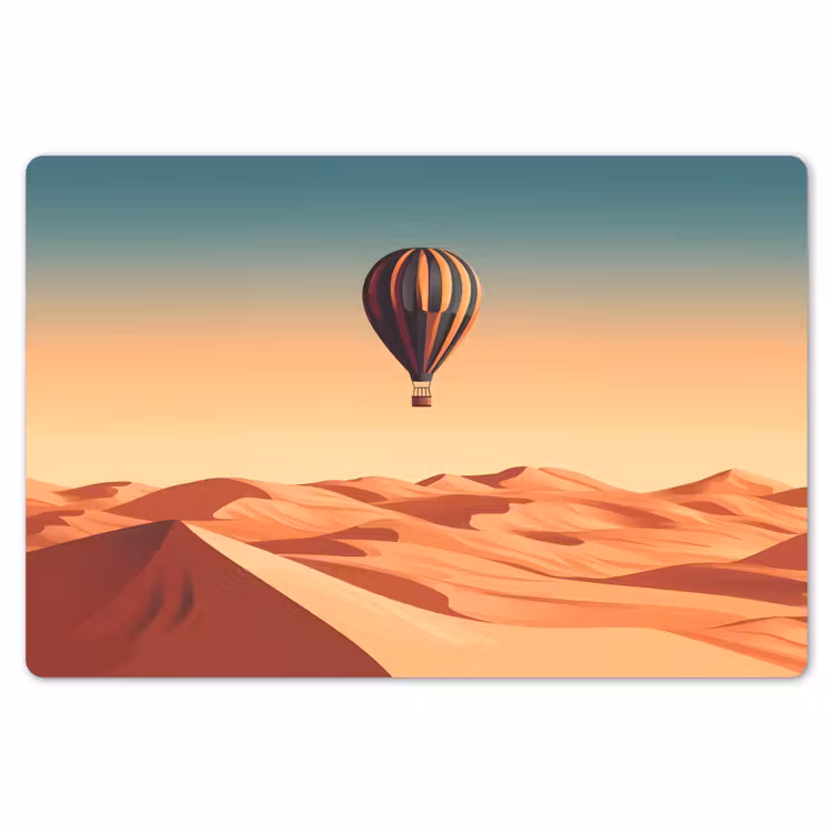 Placemat - 6 stuks - Luchtballon - Woestijn - Zonsondergang - Blauw — 7