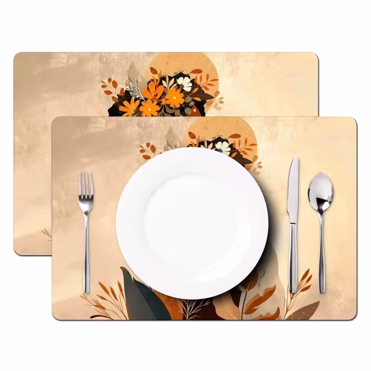 Placemat - 6 stuks - Vrouw - Krullen - Bloemen - Beige — 2