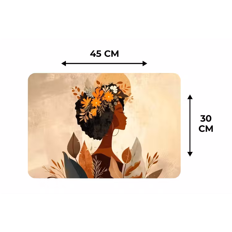 Placemat - 6 stuks - Vrouw - Krullen - Bloemen - Beige — 3