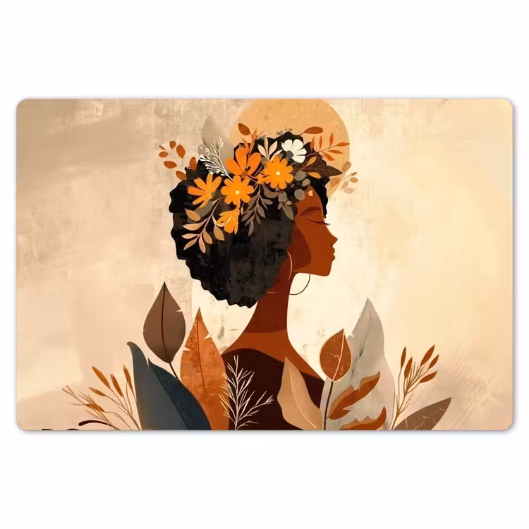 Placemat - 6 stuks - Vrouw - Krullen - Bloemen - Beige — 7