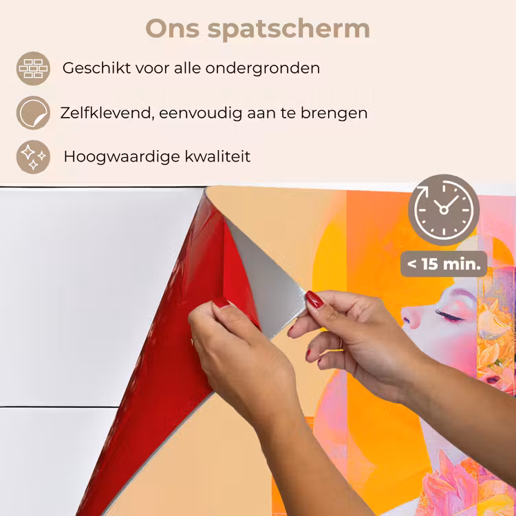 Spatscherm keuken - Abstract - Portret - Vrouw - Kleurrijk — 4