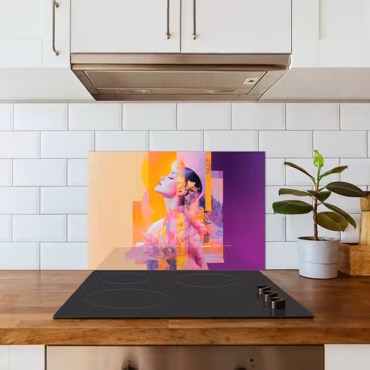 Spatscherm keuken - Abstract - Portret - Vrouw - Kleurrijk — 6