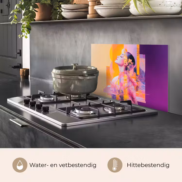 Spatscherm keuken - Abstract - Portret - Vrouw - Kleurrijk — 7