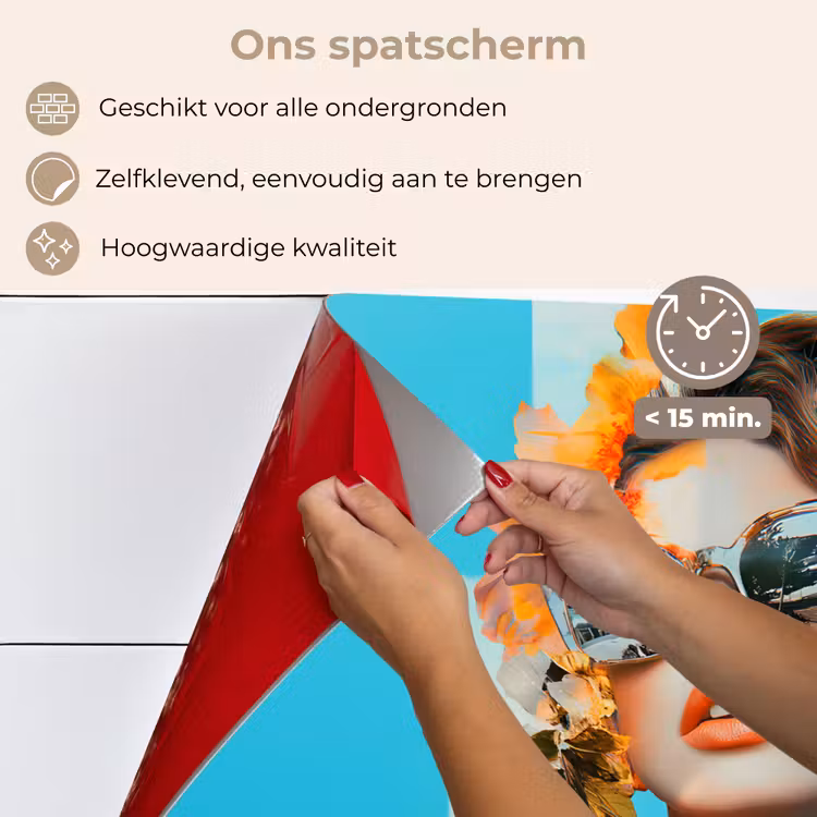 Spatscherm keuken - Bloemen - Vrouw - Zonnebril - Blauw — 4
