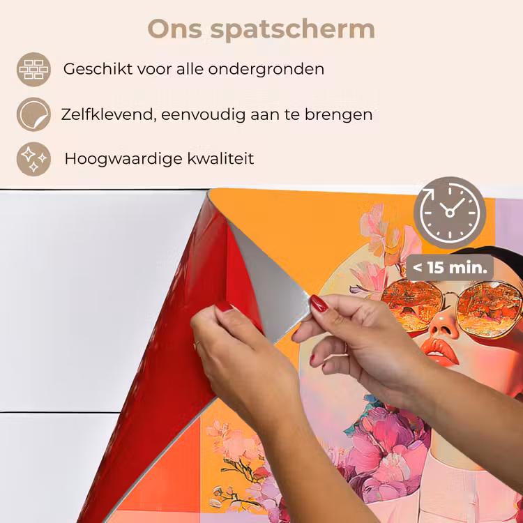 Spatscherm keuken - Portret - Vrouw - Abstract - Bloemen — 4