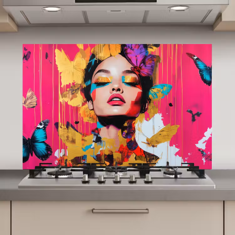 Spatscherm keuken - Vrouw - Abstract - Kleurrijk — 1