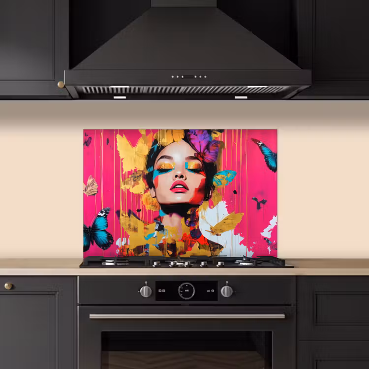 Spatscherm keuken - Vrouw - Abstract - Kleurrijk — 2