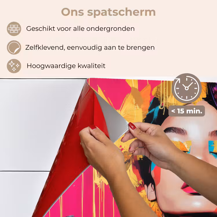 Spatscherm keuken - Vrouw - Abstract - Kleurrijk — 4