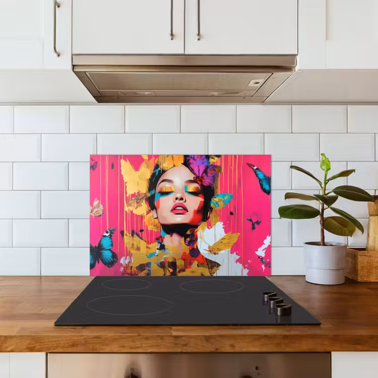 Spatscherm keuken - Vrouw - Abstract - Kleurrijk — 6