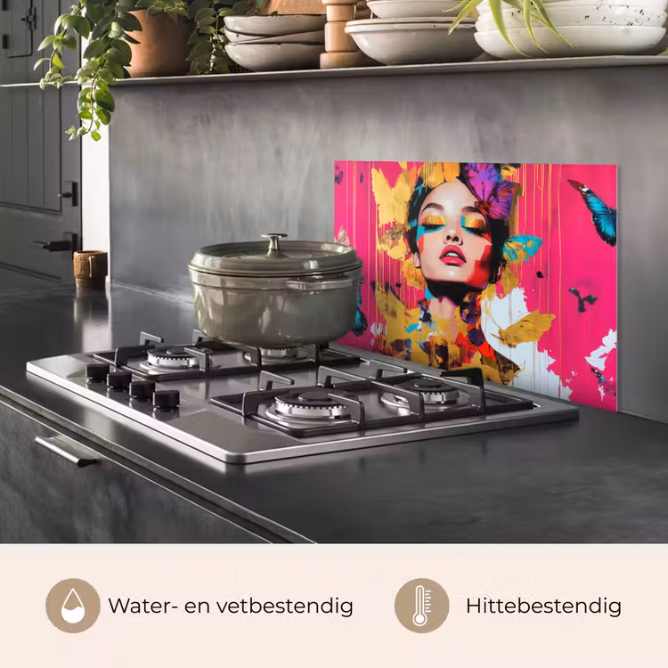 Spatscherm keuken - Vrouw - Abstract - Kleurrijk — 7