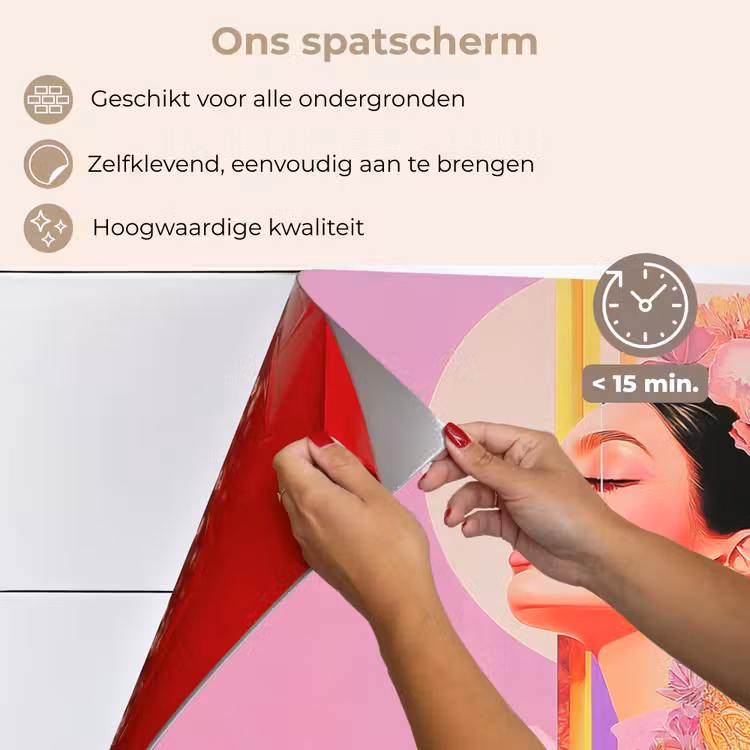 Spatscherm keuken - Vrouw - Bloemen - Paars - Abstract — 4
