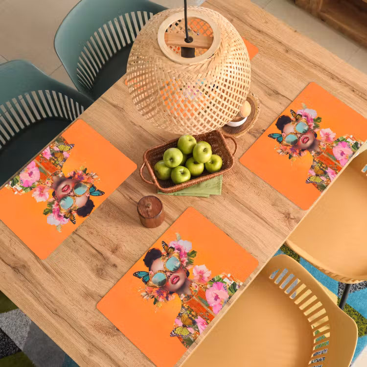 Placemat - 6 stuks - Vlinders - Vrouw - Zonnebril - Kleurrijk — 6