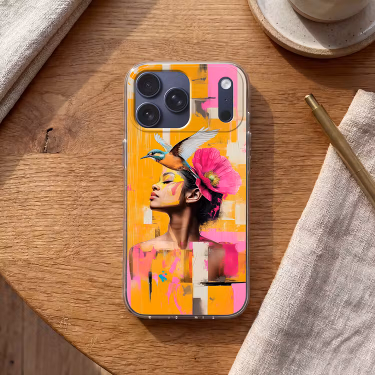 Telefoonhoesje Softcase - Vogel - Vrouw - Abstract - Bloem — 2