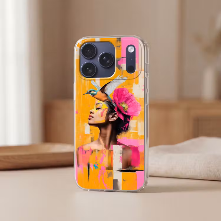 Telefoonhoesje Softcase - Vogel - Vrouw - Abstract - Bloem — 3