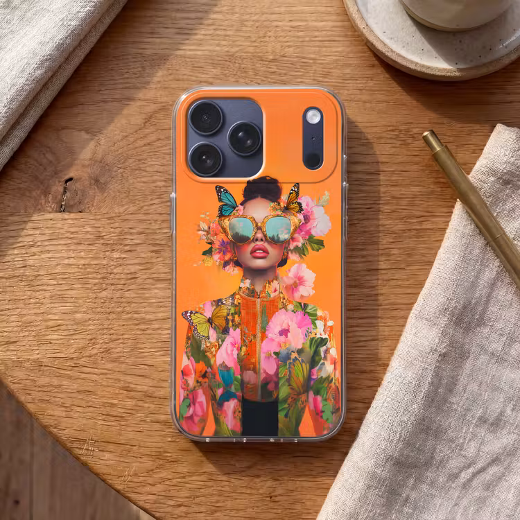 Telefoonhoesje Softcase - Vlinders - Vrouw - Zonnebril - Kleurrijk — 2