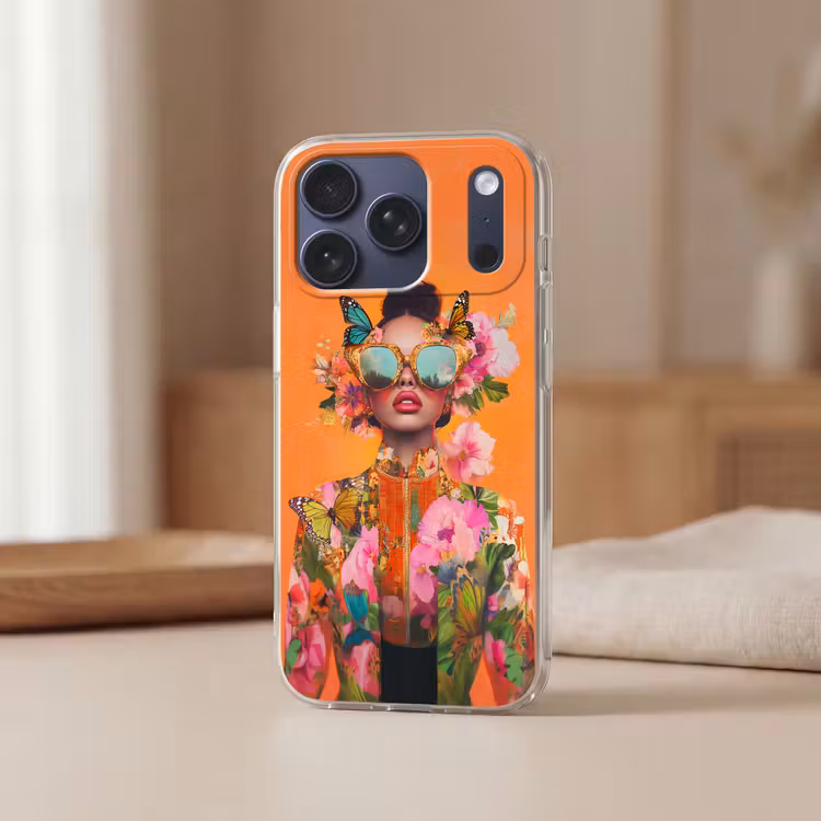 Telefoonhoesje Softcase - Vlinders - Vrouw - Zonnebril - Kleurrijk — 3