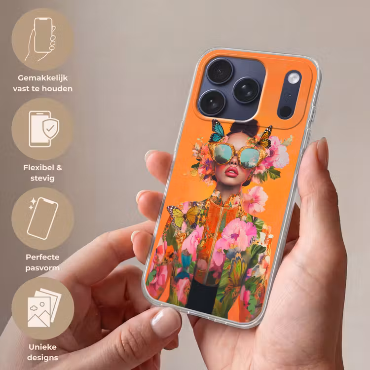 Telefoonhoesje Softcase - Vlinders - Vrouw - Zonnebril - Kleurrijk — 4